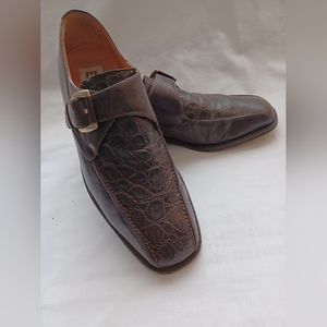 Magnanni 9.5 Crocodile single monk strap Excellent cond 9.5 M